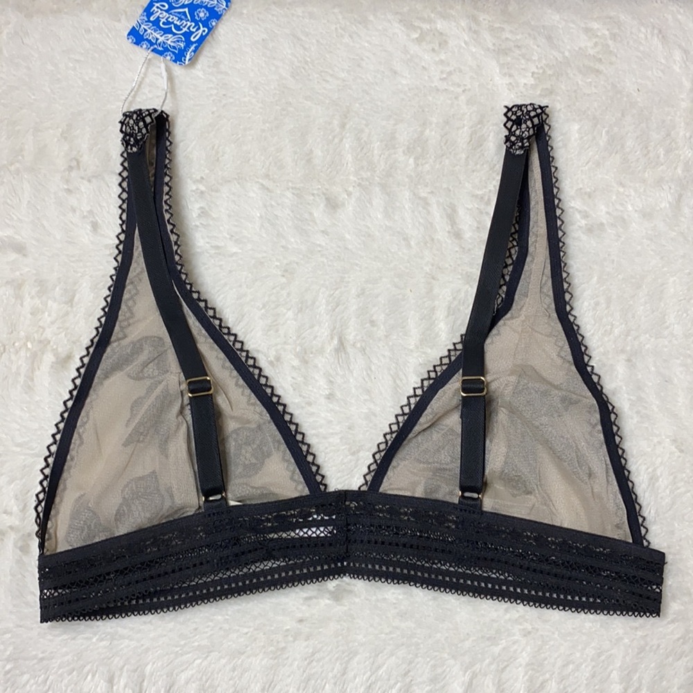 Free People Alia Black & Cream Bralette Medium NWT - Picture 5 of 10